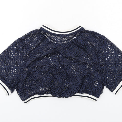 Zara Womens Blue Polyester Basic T-Shirt Size S Round Neck - Butterfly