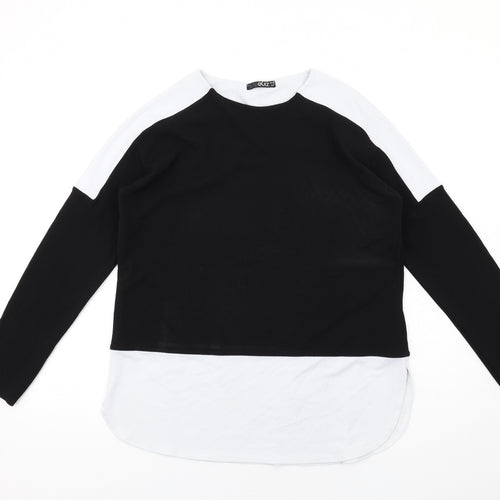 Quiz Womens Black Polyester Basic T-Shirt Size 10 Round Neck