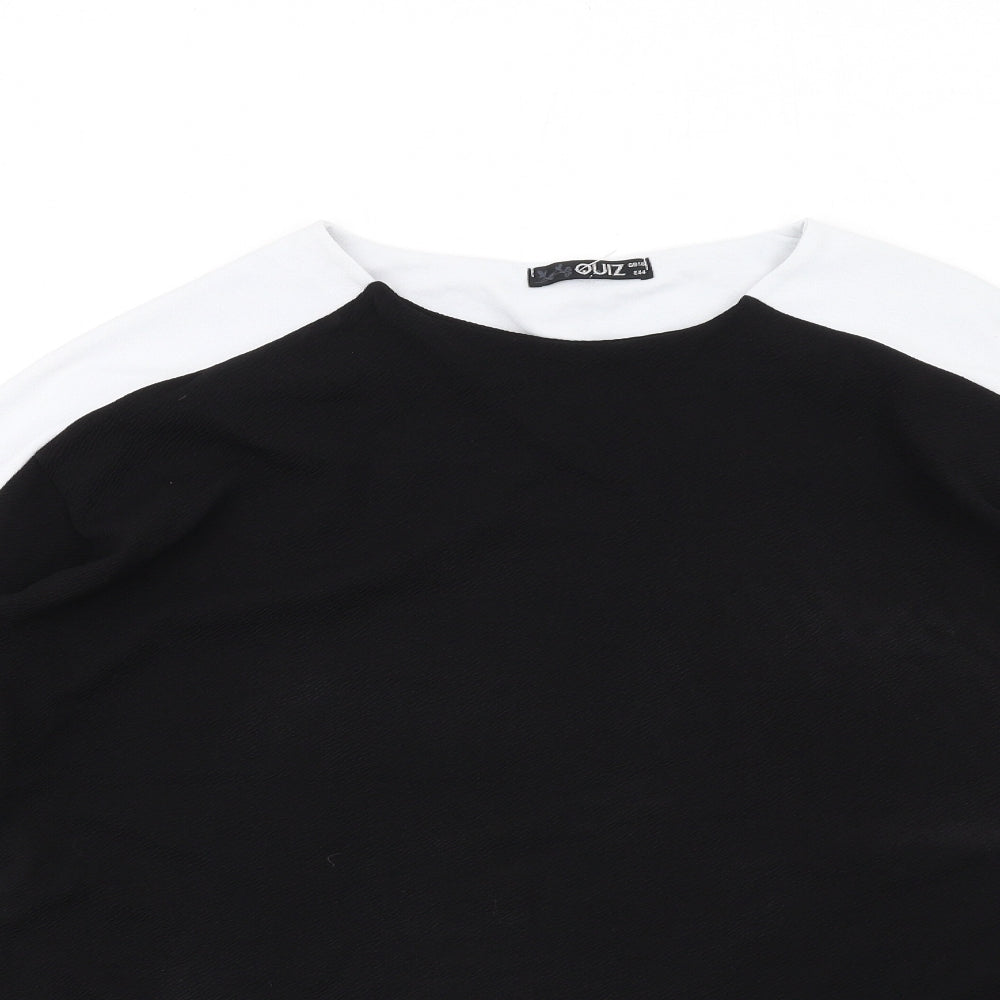 Quiz Womens Black Polyester Basic T-Shirt Size 10 Round Neck
