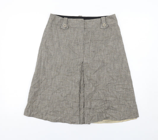 NEXT Womens Brown Cotton A-Line Skirt Size 12 Zip