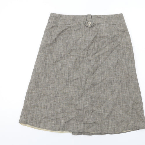 NEXT Womens Brown Cotton A-Line Skirt Size 12 Zip