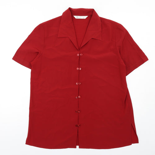 BHS Womens Red Polyester Basic Button-Up Size 14 Collared