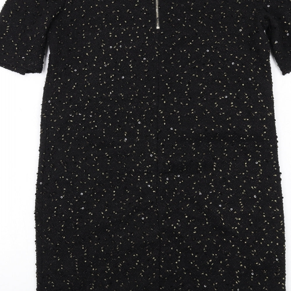 Oasis Womens Black Polyester A-Line Size XS Round Neck Zip