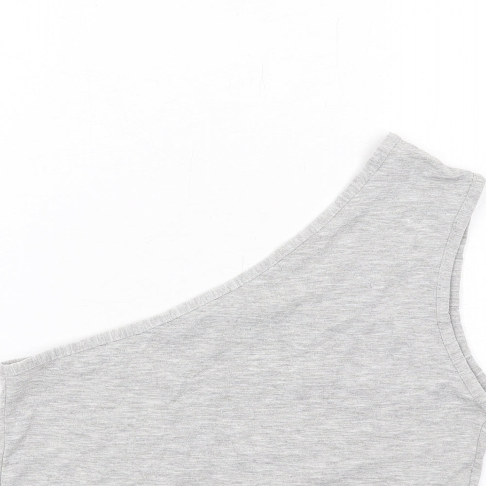 Missguided Womens Grey Polyester Cropped Tank Size 10 One Shoulder
