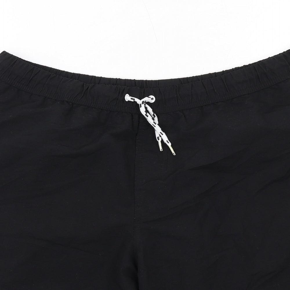 ASOS Mens Black Polyester Bermuda Shorts Size L Regular Drawstring - Swim Short