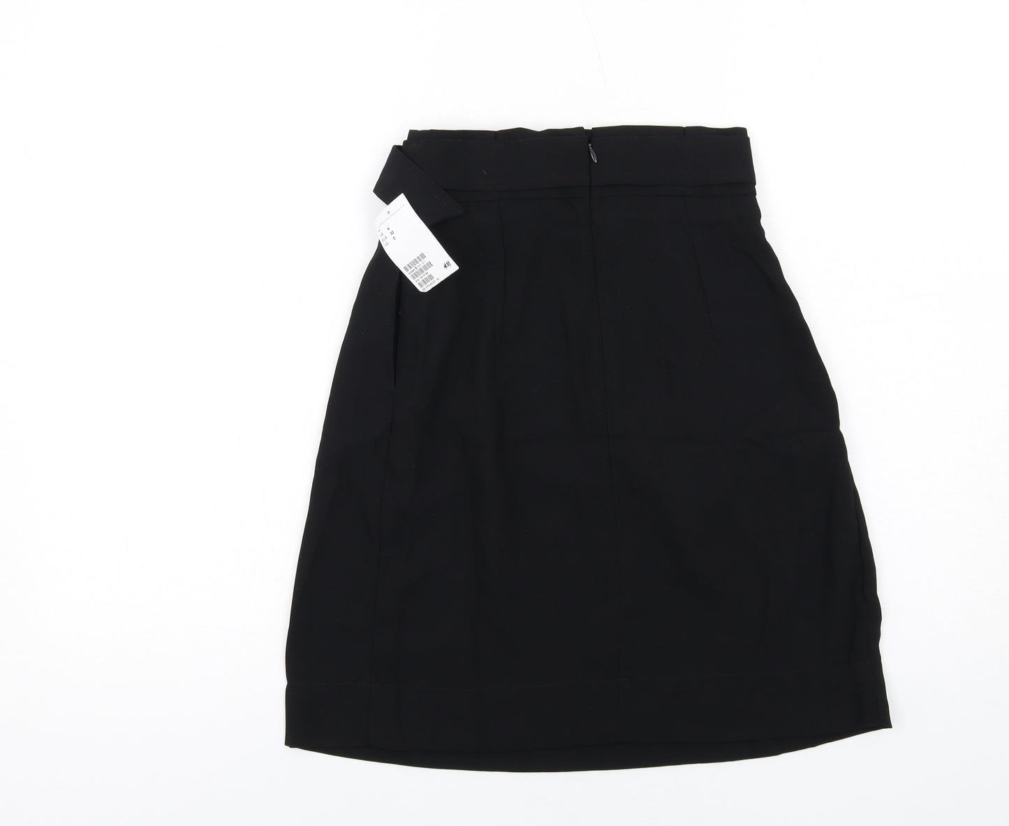 H&M Womens Black Polyester Tulip Skirt Size 4 Zip - Belt included