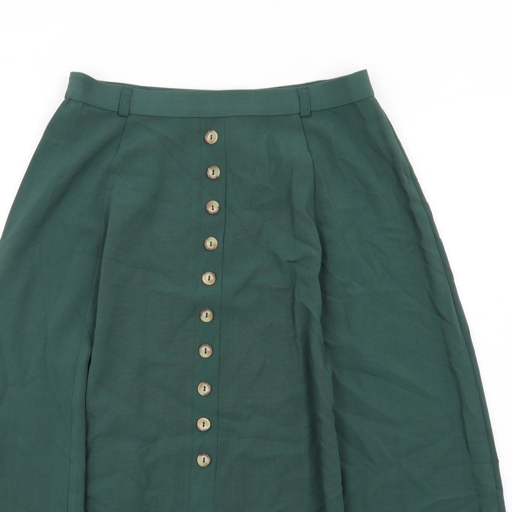 Slimma Womens Green Polyester Swing Skirt Size 14 Zip