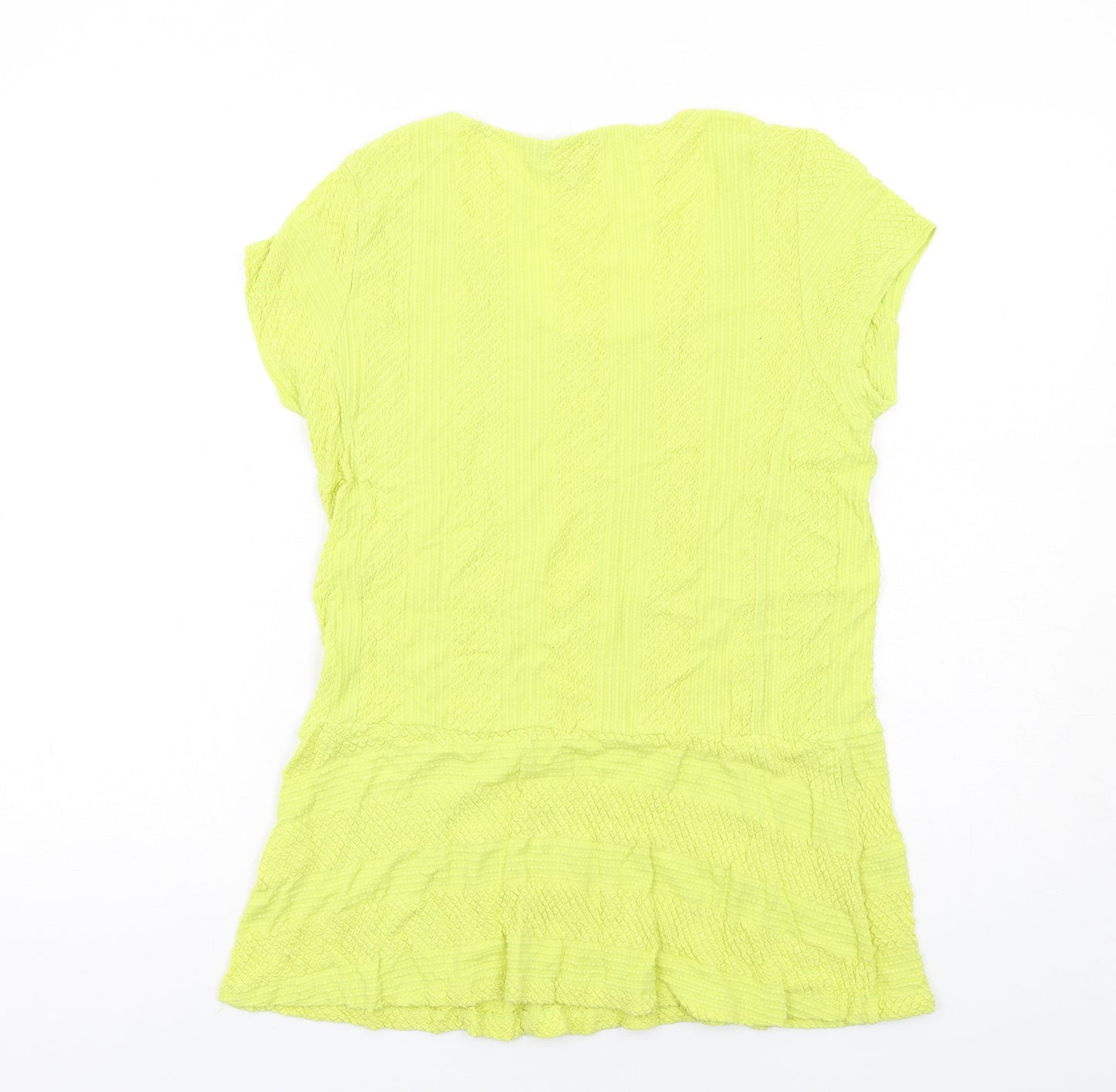 Suzanne Grae Womens Yellow Viscose Basic T-Shirt Size M Round Neck - Textured