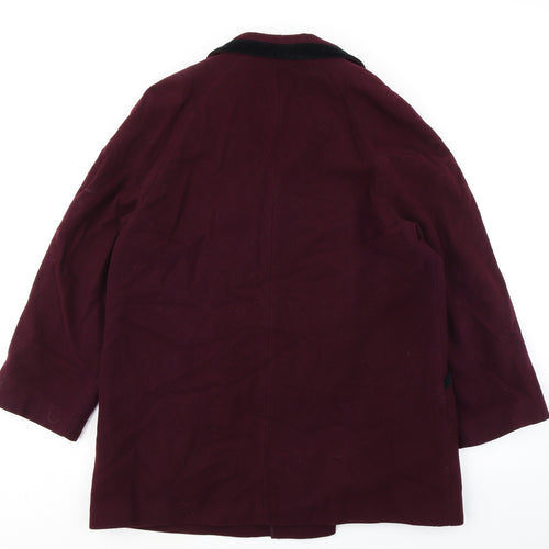NuAge Womens Purple Pea Coat Coat Size 16 Button