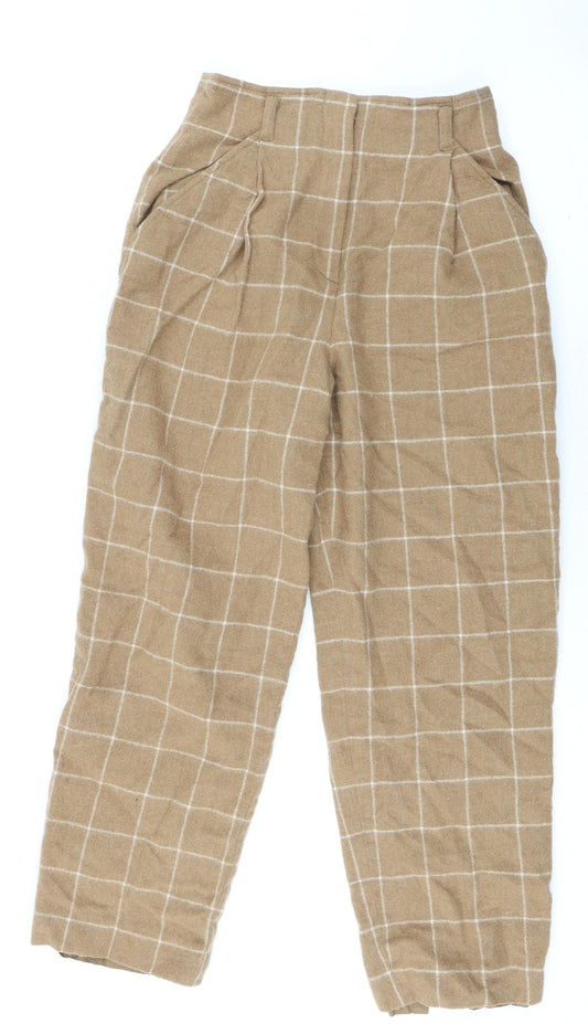 Andrea Jovine Womens Beige Check Wool Bloomer Trousers Size L L26 in Regular Zip