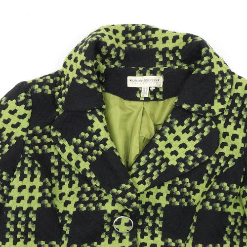 Simon Jeffery Womens Green Geometric Jacket Size 12 Button