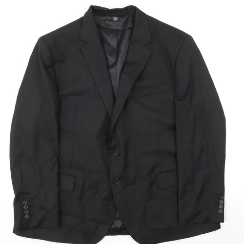 Marks and Spencer Mens Black Polyester Jacket Suit Jacket Size 48 Regular