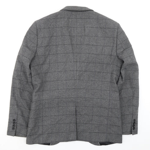 NEXT Mens Grey Check Wool Jacket Suit Jacket Size 42 Regular
