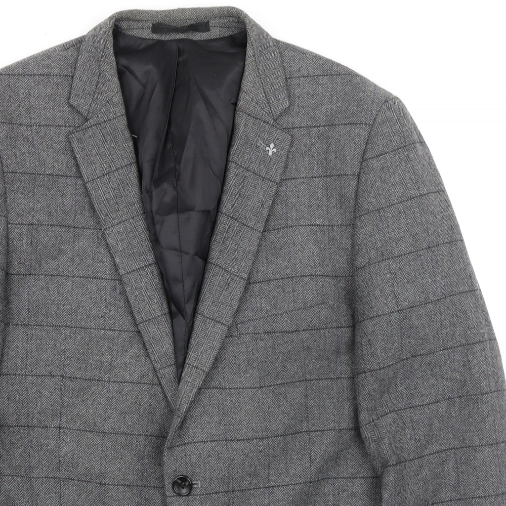NEXT Mens Grey Check Wool Jacket Suit Jacket Size 42 Regular