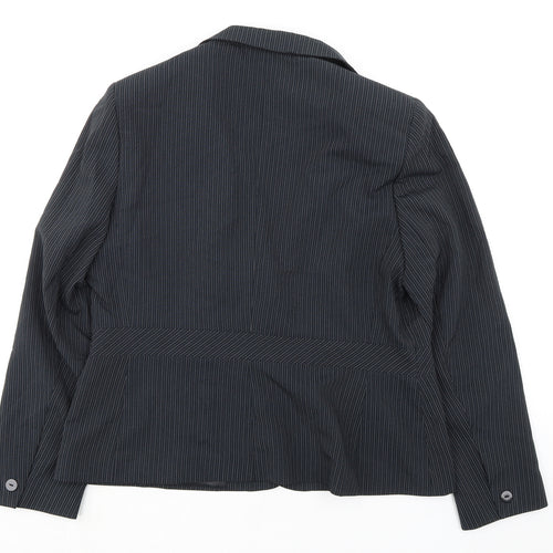 Florence+Fred Womens Black Striped Jacket Blazer Size 18 Button