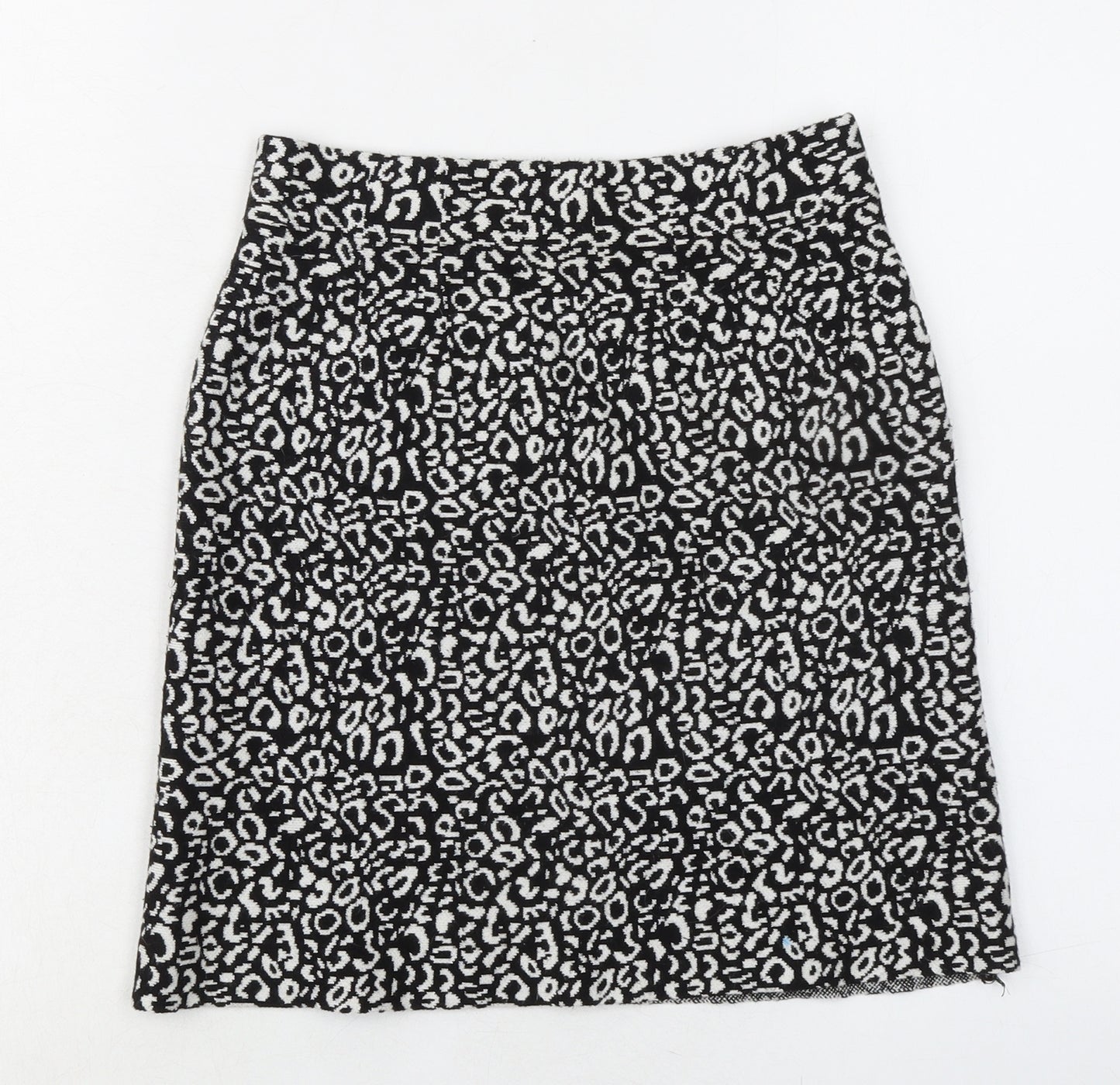 QED London Womens Black Geometric Cotton A-Line Skirt Size S