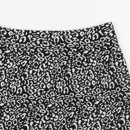QED London Womens Black Geometric Cotton A-Line Skirt Size S