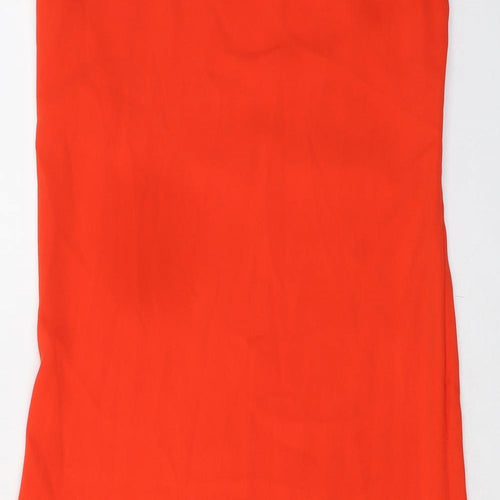 Marks and Spencer Womens Orange Polyester Maxi Size 12 One Shoulder Zip