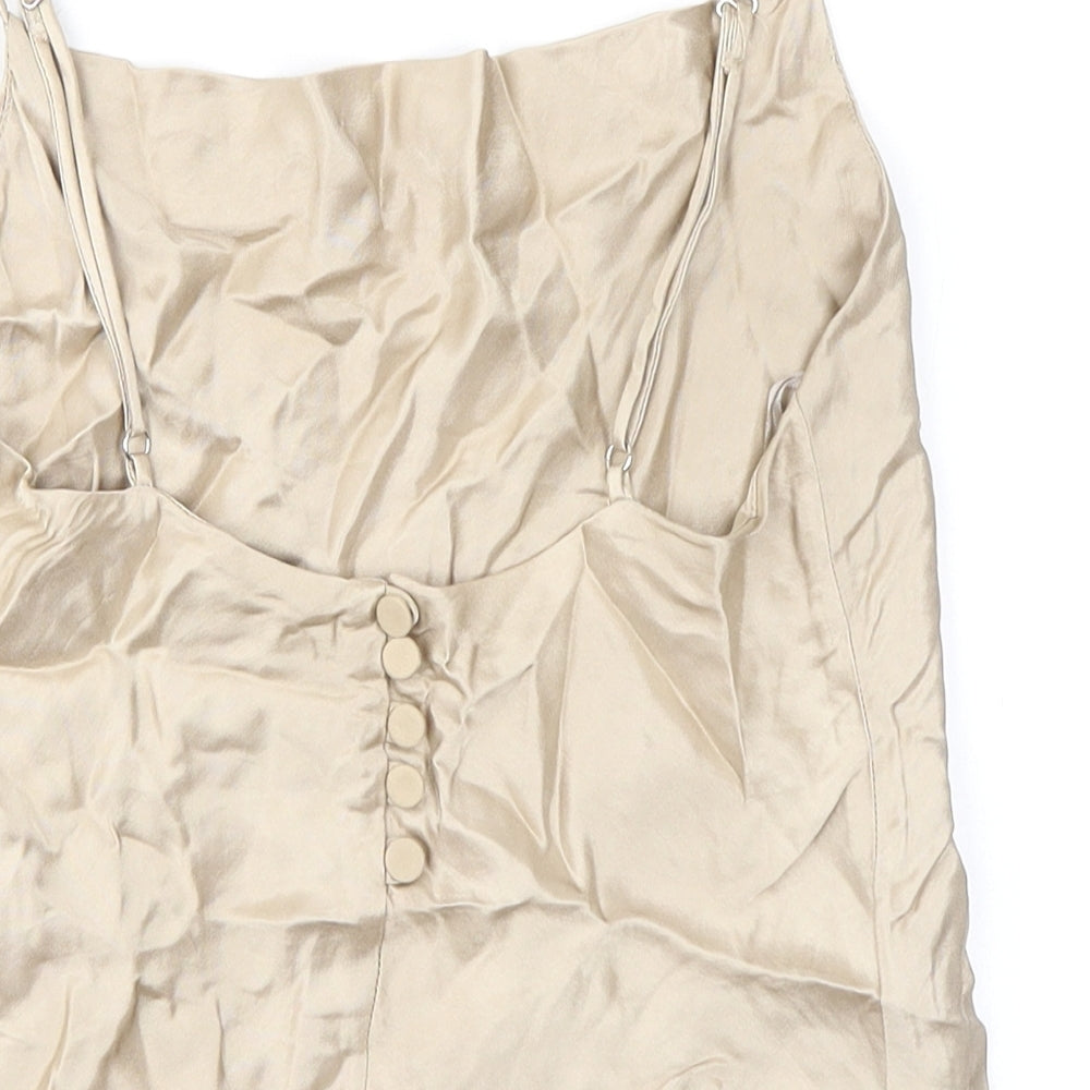 Zara Womens Beige Viscose Camisole Tank Size S Square Neck