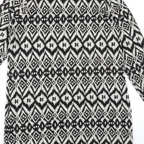 Marks and Spencer Womens Black Geometric Polyester Jumper Dress Size 16 Round Neck Pullover