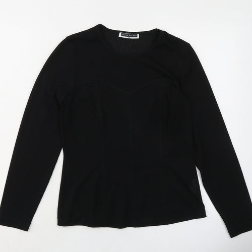 Adele Palmer Womens Black Polyester Basic T-Shirt Size M Crew Neck