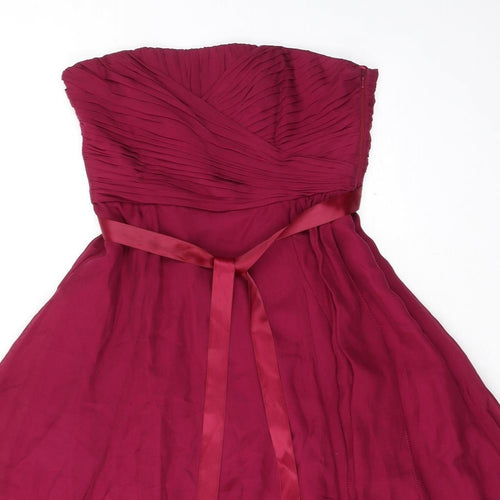 Coast Womens Purple Silk Ball Gown Size 8 Off the Shoulder Zip