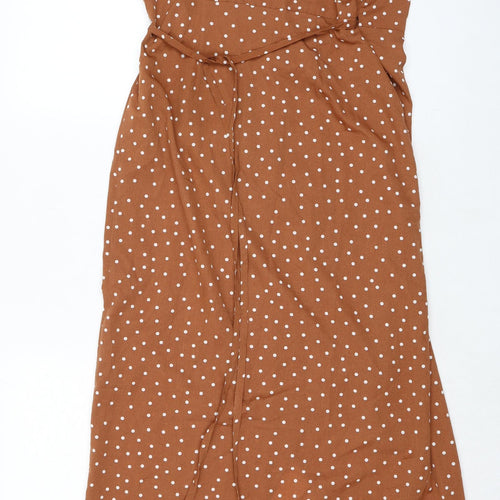 ASOS Womens Brown Polka Dot Polyester Maxi Size 6 V-Neck Tie