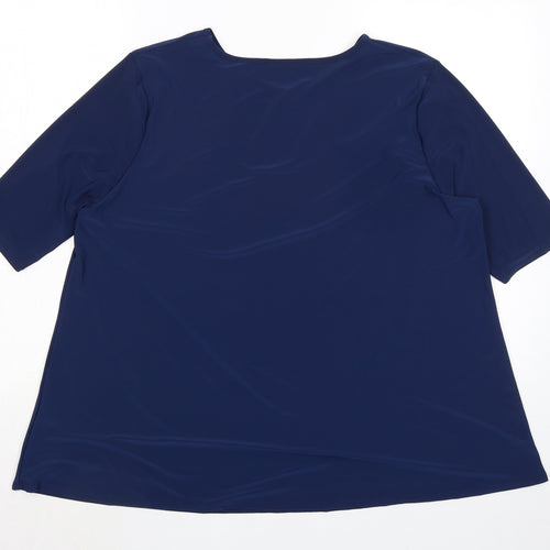 Nicole collection Womens Blue Polyester Basic T-Shirt Size XL Crew Neck