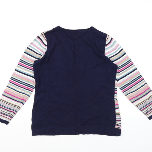 Bonmarché Womens Multicoloured Round Neck Striped Cotton Pullover Jumper Size S