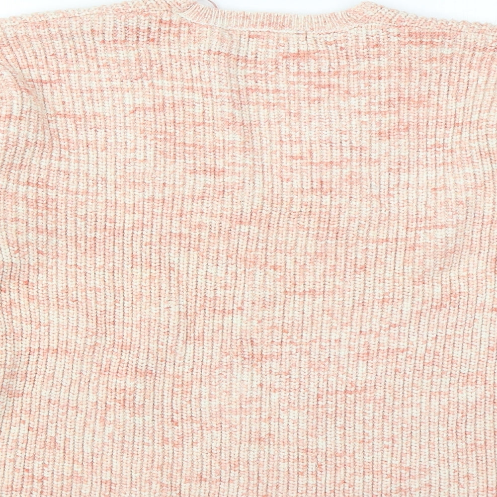 NEXT Womens Pink V-Neck Acrylic Pullover Jumper Size M
