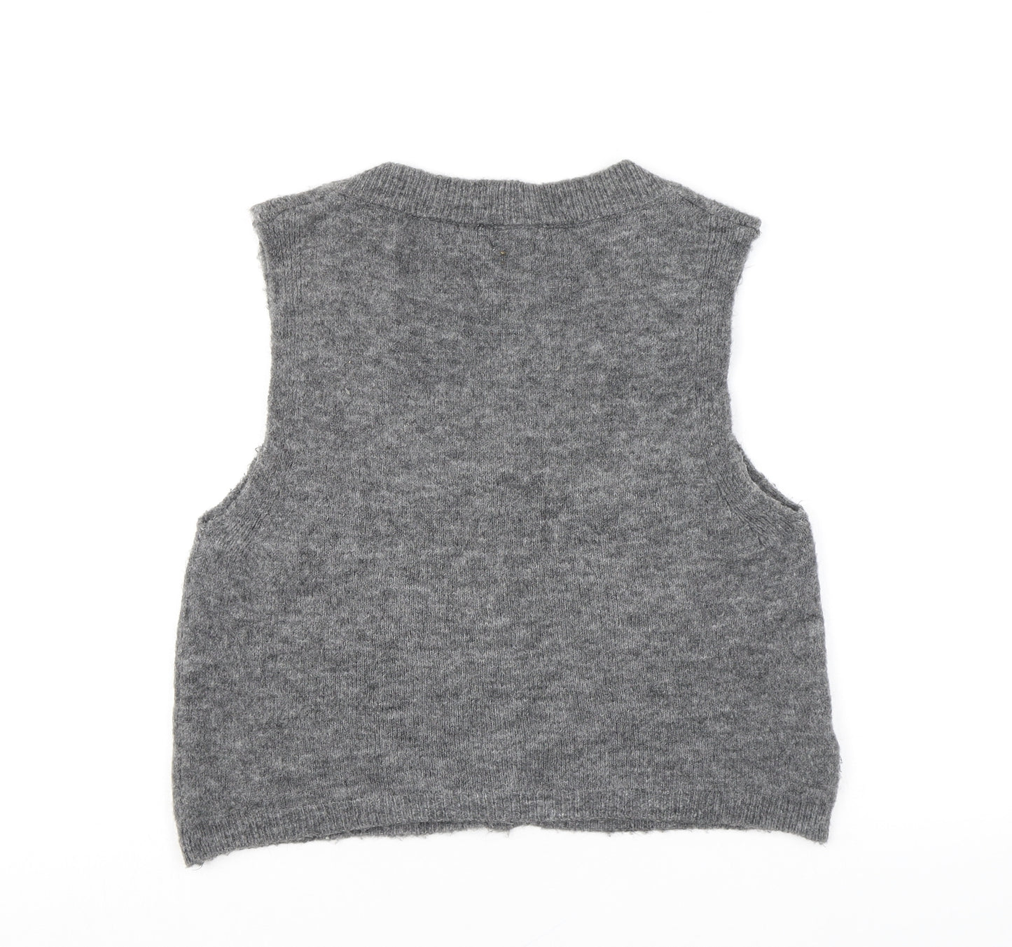 Mango Womens Grey Scoop Neck Wool Vest Jumper Size M