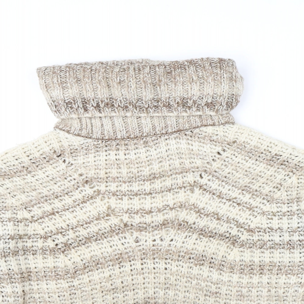 Hollister Womens Beige Roll Neck Acrylic Pullover Jumper Size M