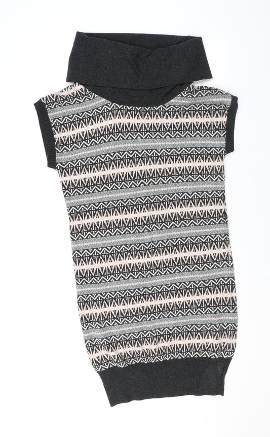Mint Velvet Womens Grey Fair Isle Polyester Jumper Dress Size 10 Roll Neck Pullover