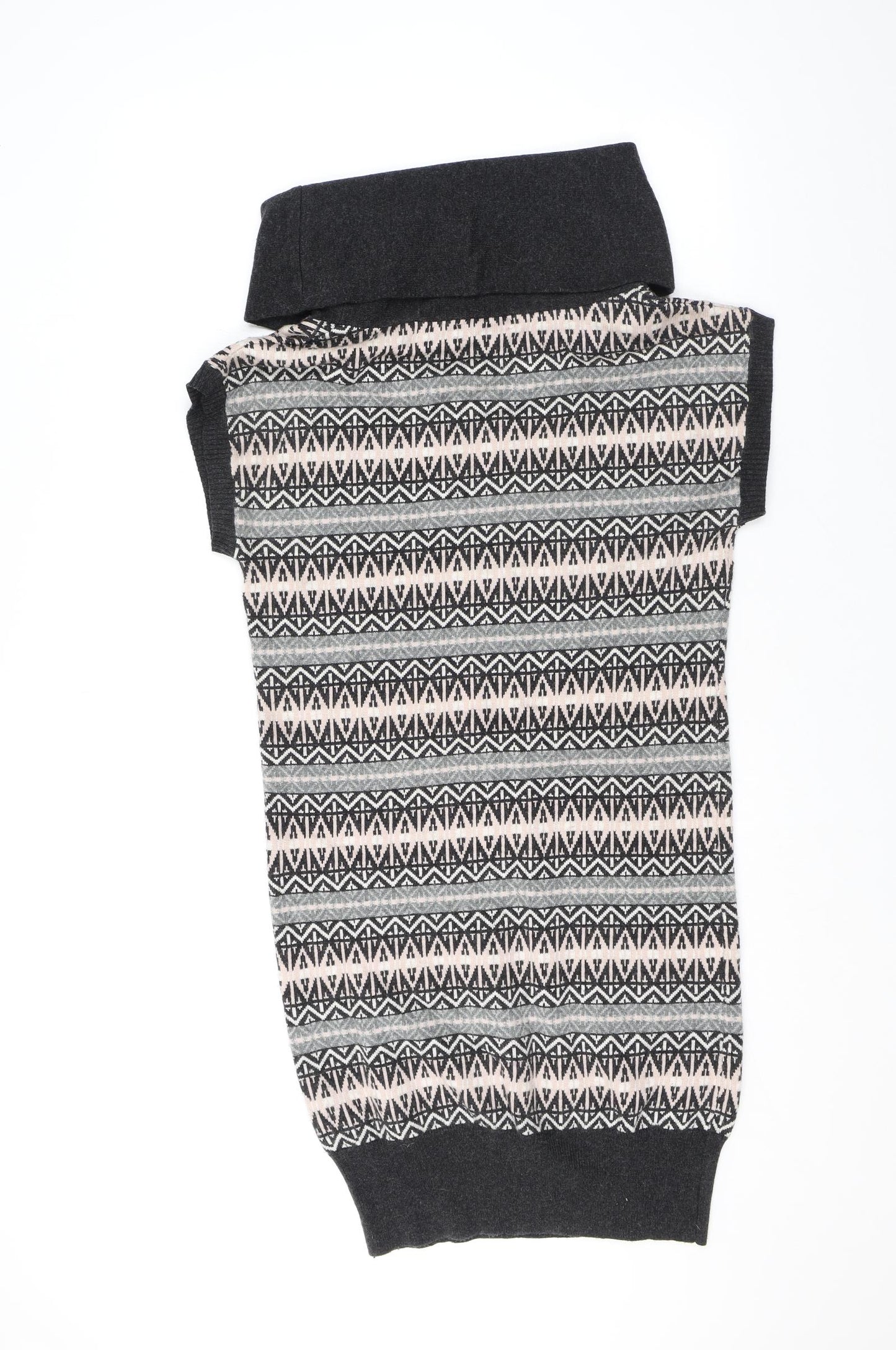 Mint Velvet Womens Grey Fair Isle Polyester Jumper Dress Size 10 Roll Neck Pullover