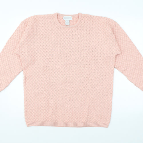 Lands' End Womens Pink Crew Neck 100% Cotton Pullover Jumper Size M