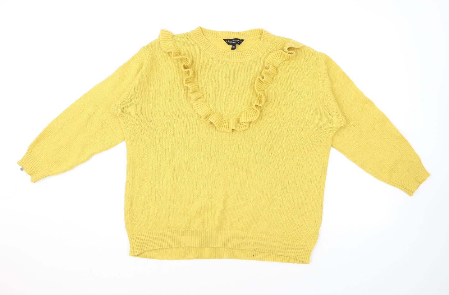 Dorothy Perkins Womens Yellow Round Neck Acrylic Pullover Jumper Size 18