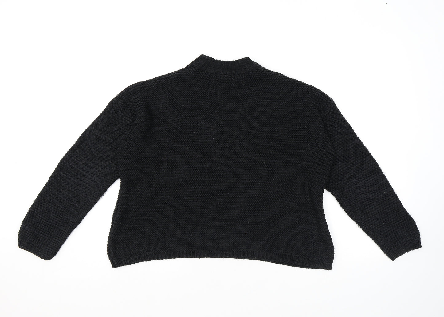 Bershka Womens Black Mock Neck Cotton Pullover Jumper Size S