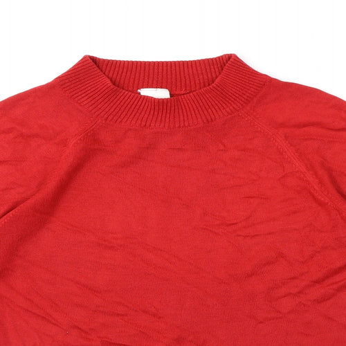 St Michael Womens Red Mock Neck Acrylic Pullover Jumper Size 12