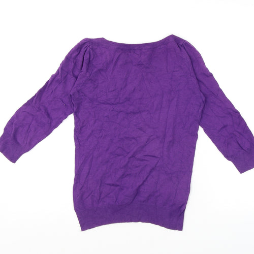 NEXT Womens Purple Boat Neck Cotton Pullover Jumper Size 6