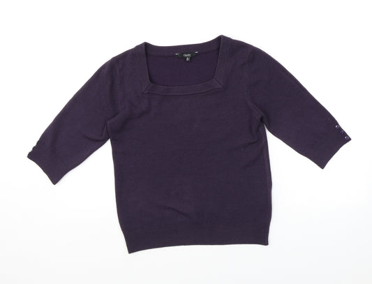 Classics Womens Purple Square Neck Acrylic Pullover Jumper Size 14