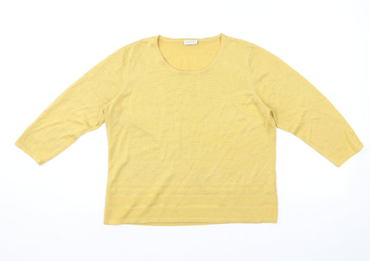Eastex Womens Yellow Round Neck Acrylic Pullover Jumper Size 16