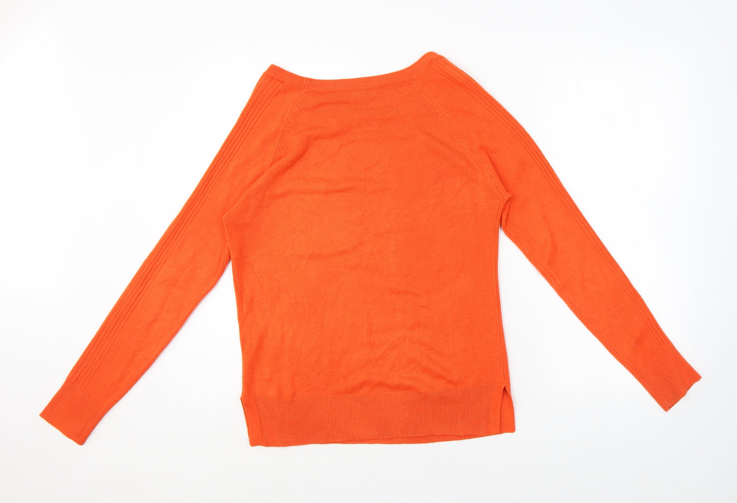 NEXT Womens Orange Boat Neck Acrylic Pullover Jumper Size 8
