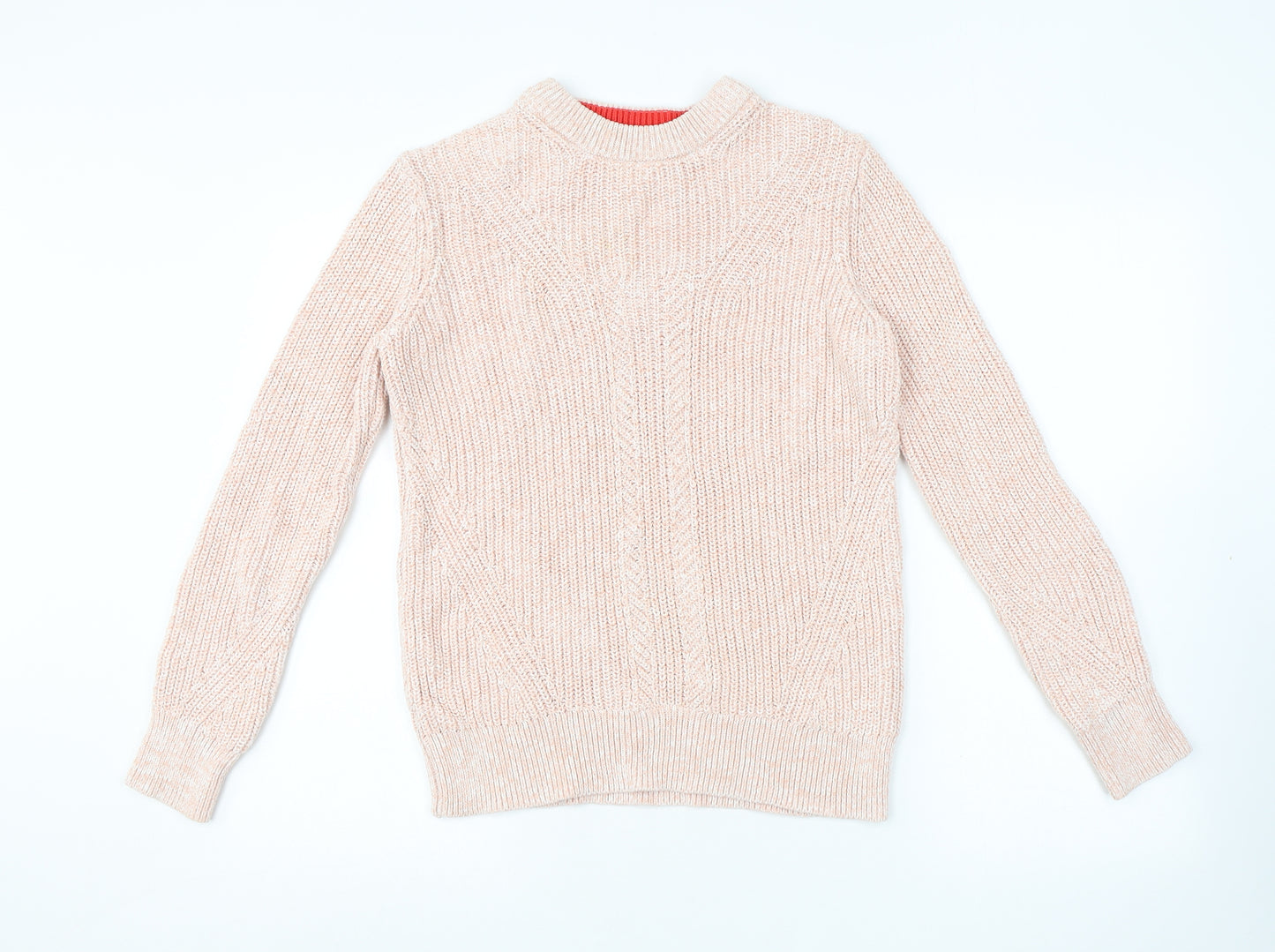 Marks and Spencer Womens Pink Crew Neck 100% Cotton Pullover Jumper Size S