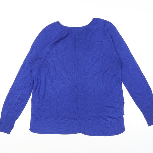 Zara Womens Blue Round Neck Acrylic Pullover Jumper Size S