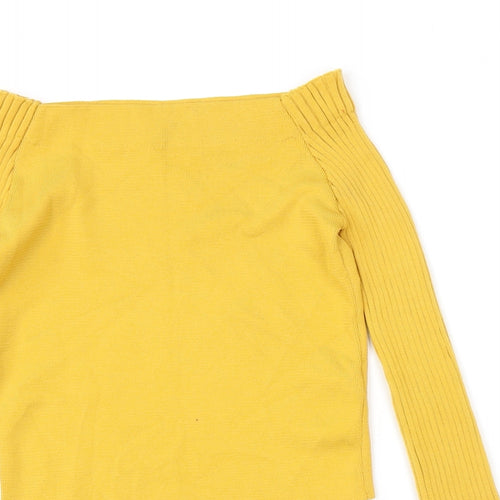 Topshop Womens Yellow Boat Neck Polyamide Pullover Jumper Size 10