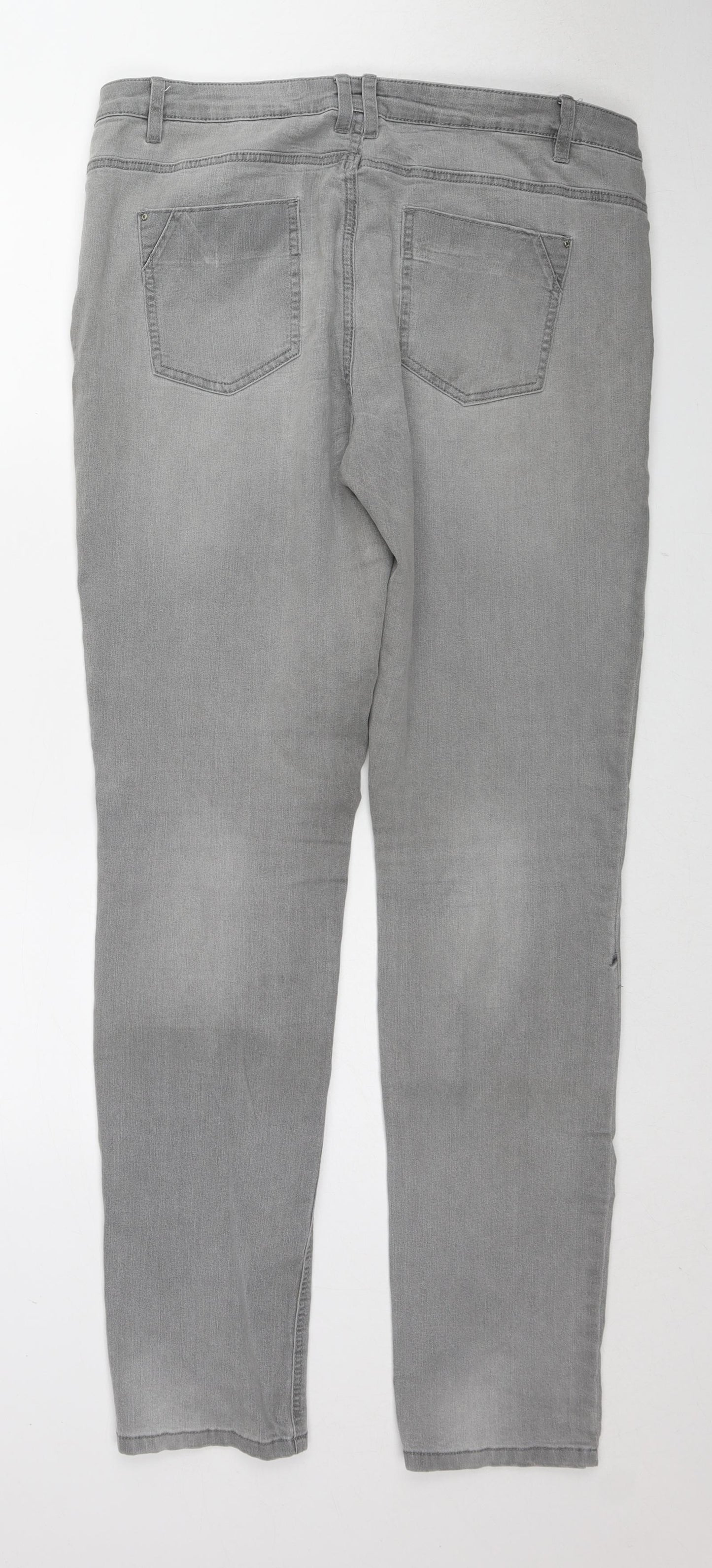 Denim & Co. Womens Grey Cotton Skinny Jeans Size 16 L32 in Regular Zip