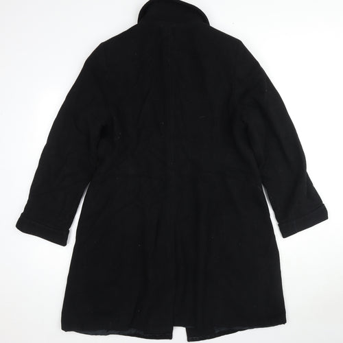 Viyella Womens Black Overcoat Coat Size 14 Button