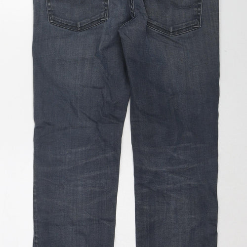 JACK & JONES Mens Black Cotton Straight Jeans Size 32 in L30 in Regular Zip