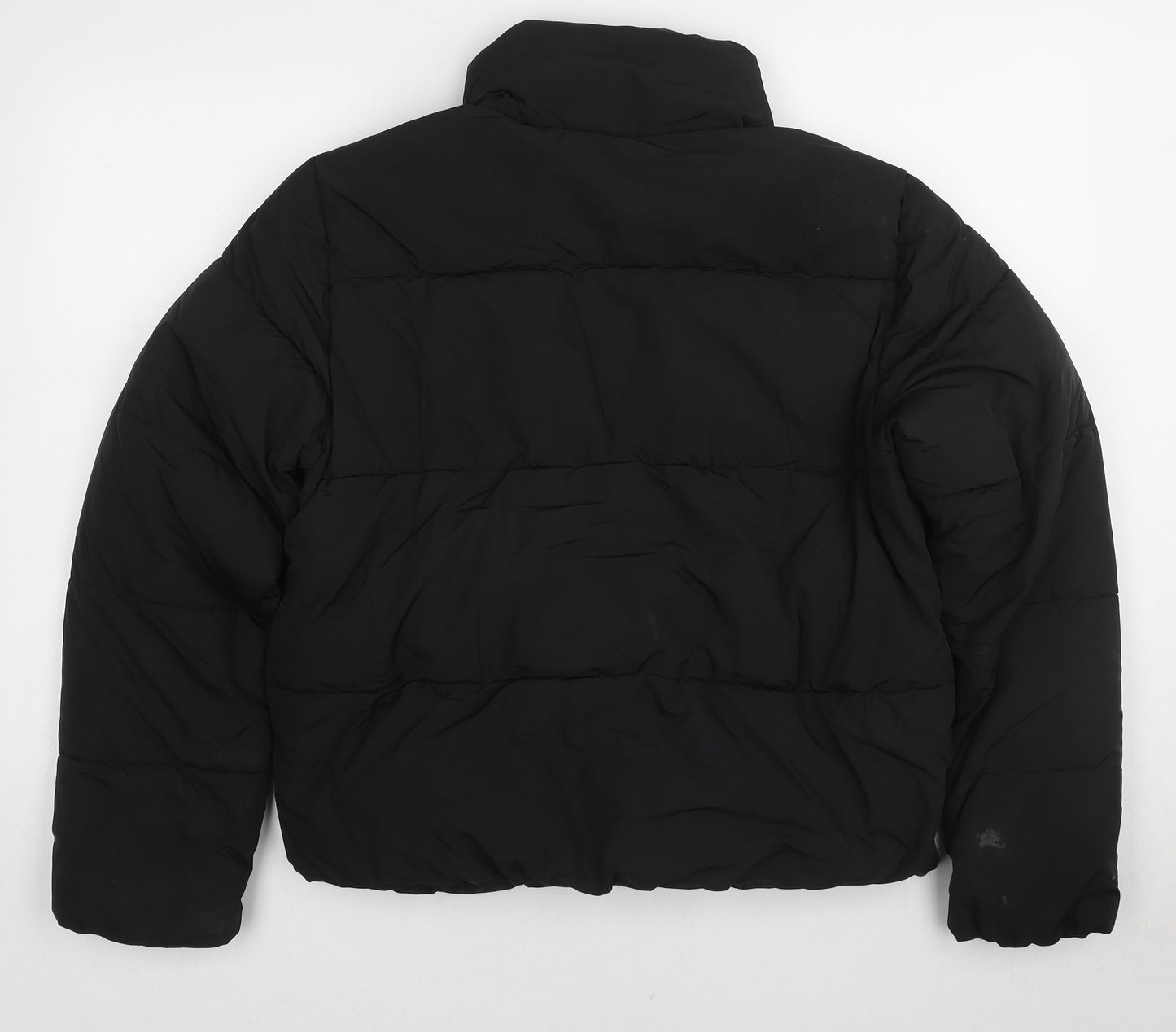 Jacqueline de Yong Womens Black Herringbone Puffer Jacket Jacket Size L Zip