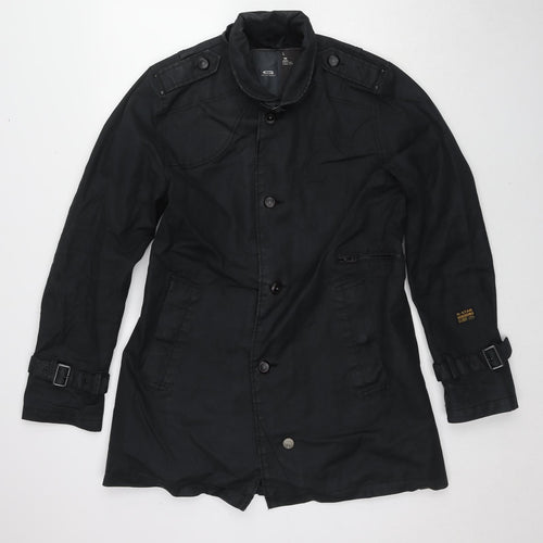 G-Star Mens Black Pea Coat Coat Size L Zip